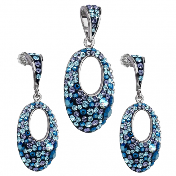 Obrázok pre Súprava šperkov s kryštálmi Swarovski náušnice a prívesok modré okrúhle 39075.3 blue style