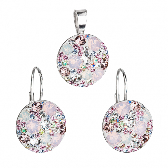 Obrázok pre Súprava šperkov s kryštálmi Swarovski náušnice a prívesok ružové okrúhle 39117.3