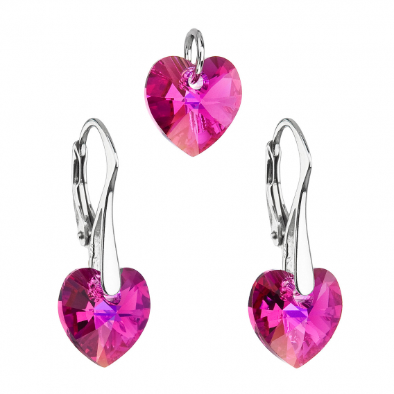 Obrázok pre Súprava šperkov s kryštálmi Swarovski náušnice a prívesok ružové srdce 39003.4