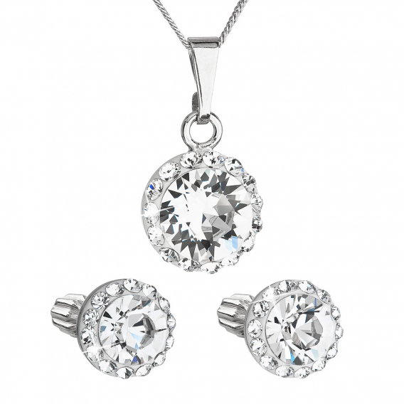 Obrázok pre Súprava šperkov s kryštálmi Swarovski náušnice, retiazka a prívesok biele okrúhle 39352.1
