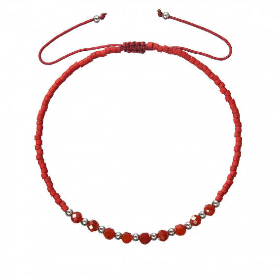 Obrázok pre Textilné Miyuki náramok červený achát 13037.3 red
