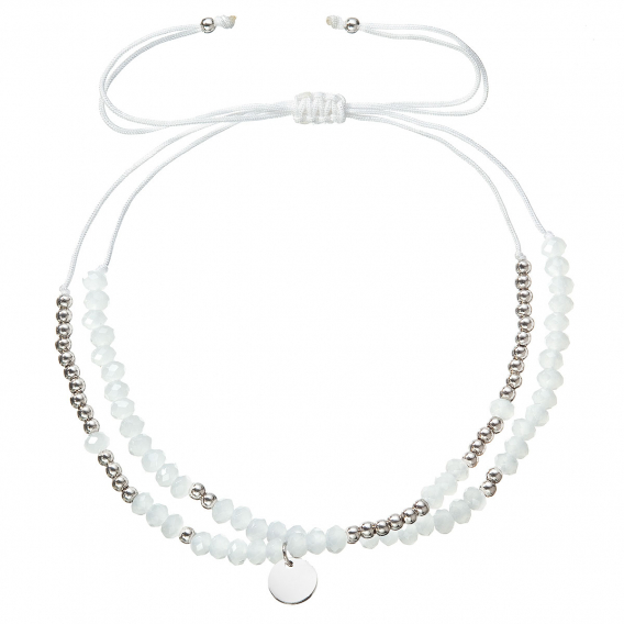 Obrázok pre Textilný náramok biele korálky 13038.1 white