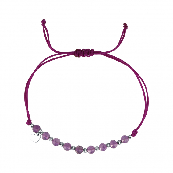 Obrázok pre Textilný náramok fialový s korálkami z ametystu 13059.3