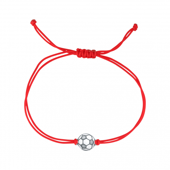 Obrázok pre Textilný náramok Kabbalah červený so striebornou futbalovou loptou 13057.3 red