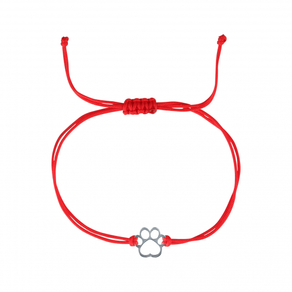 Obrázok pre Textilný náramok Kabbalah červený so striebornou labkou 13058.3 red
