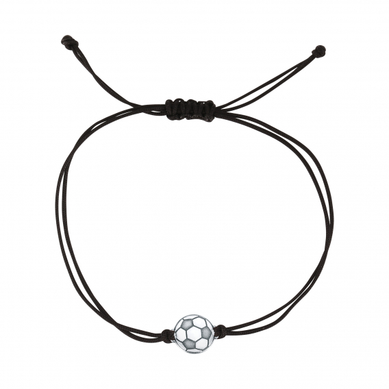 Obrázok pre Textilný náramok Kabbalah čierny so striebornou futbalovou loptou 13057.3 black