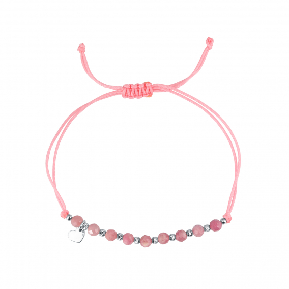 Obrázok pre Textilný náramok ružový s korálkami z turmalínu 13059.3