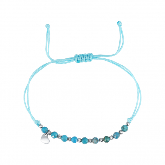 Obrázok pre Textilný náramok tyrkysový s korálkami z apatitu 13059.3