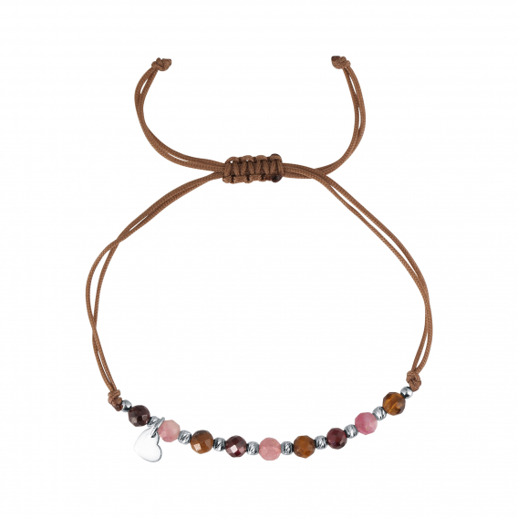 Obrázok pre Textilný náramok vínový s korálkami z turmalínu a granátu 13059.3 mix