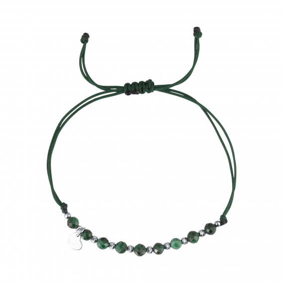 Obrázok pre Textilný náramok zelený s korálkami z malachitu 13059.3