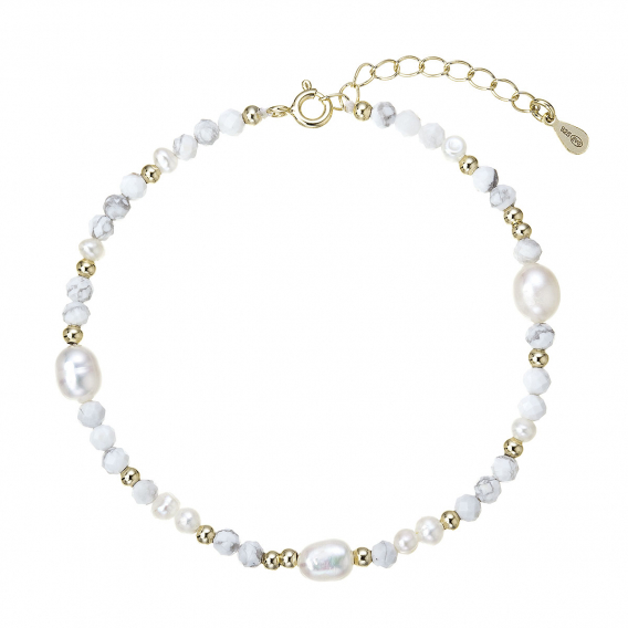 Obrázok pre Pozlátený náramok s perlami a howlity 13113.1