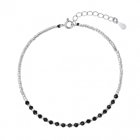 Obrázok pre Strieborný náramok s čiernymi spinelmi 13112.3
