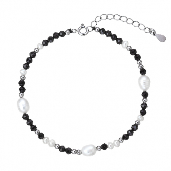 Obrázok pre Strieborný náramok s perlami a spinelmi 13113.3