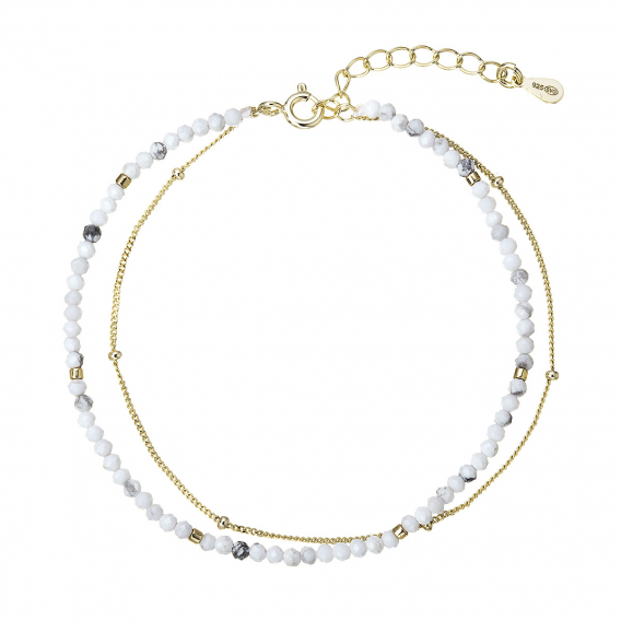 Obrázok pre Pozlátený dvojitý náramok s bielymi howlitmi 13114.1