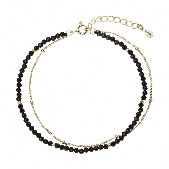 Obrázok pre Pozlátený dvojitý náramok s čiernymi spinelmi 13114.3