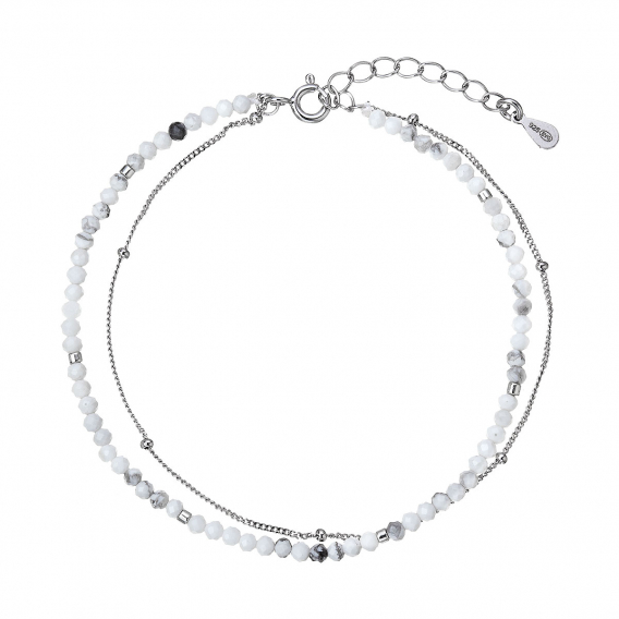 Obrázok pre Strieborný dvojitý náramok s bielymi howlitmi 13114.1