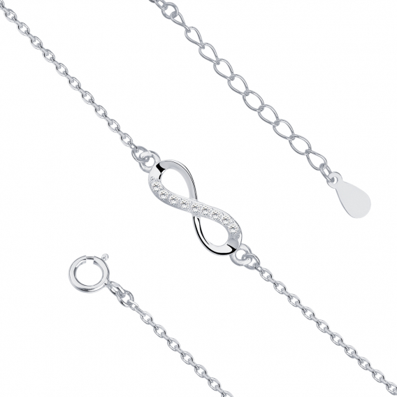 Obrázok pre Strieborný náramok Infinity - Nekonečno s krištálikmi