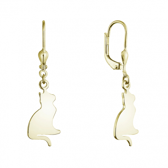 Obrázok pre Pozlátené strieborné náušnice mačky 61129