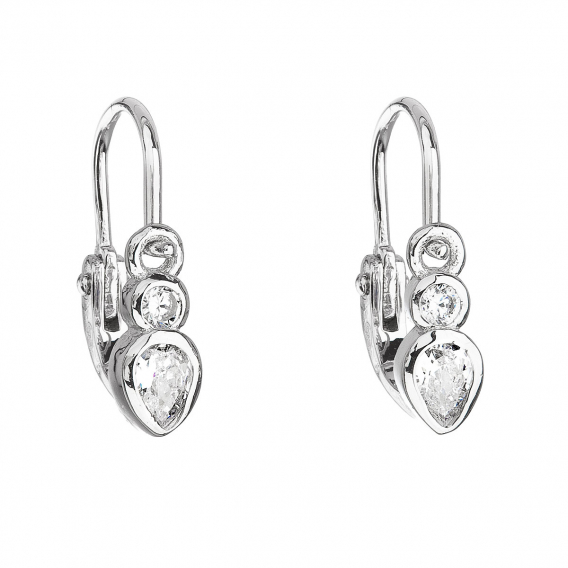 Obrázok pre Strieborné detské náušnice visiace so zirkónom v bielej farbe 11197.1