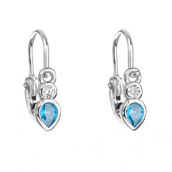 Obrázok pre Strieborné detské náušnice visiace so zirkónom v modrej farbe 11197.3