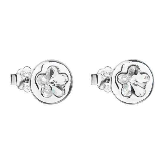 Obrázok pre Strieborné náušnice pecka s kryštálmi Swarovski biela kvietka 31257.1