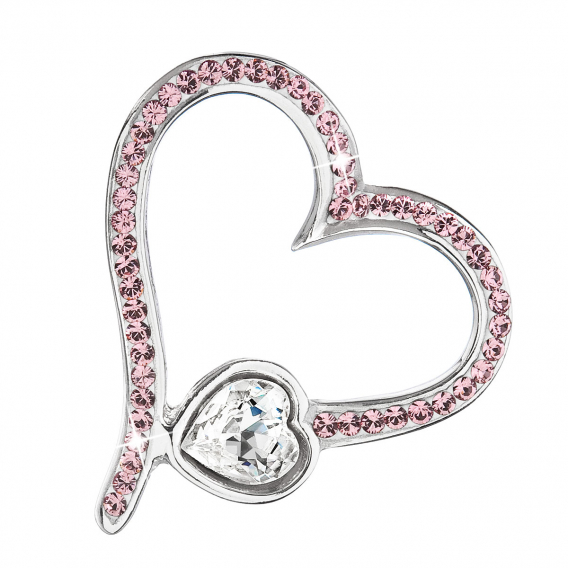 Obrázok pre Strieborný prívesok s kryštálmi Swarovski ružové srdce 34183.3