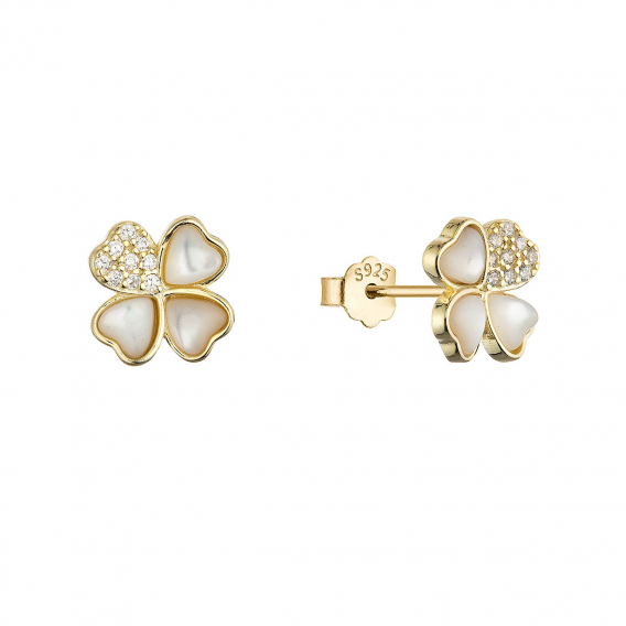 Obrázok pre Pozlátené náušnice perleťové štvorlístky 11800.1