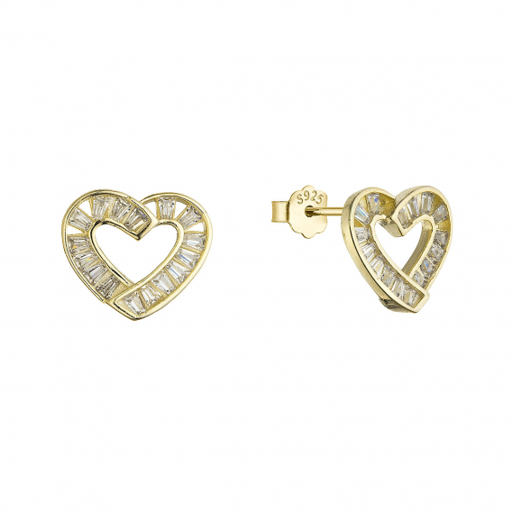 Obrázok pre Pozlátené náušnice srdiečka so zirkónmi 11749.1