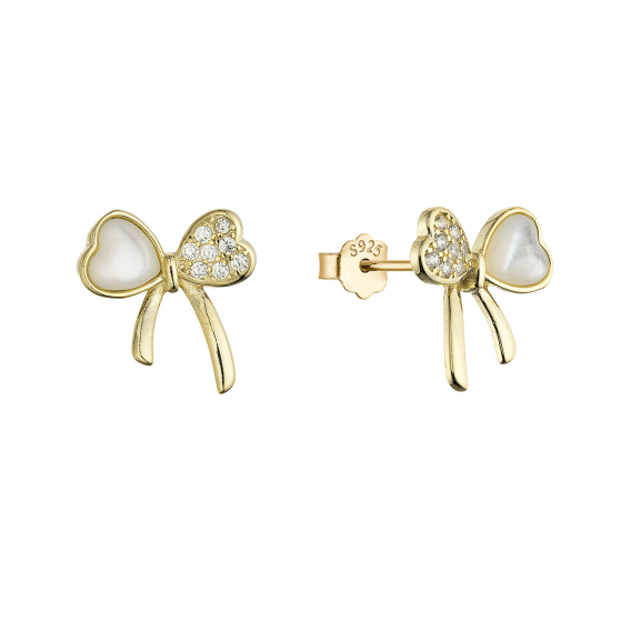 Obrázok pre Pozlátené náušnice perleťové mašličky 11803.1