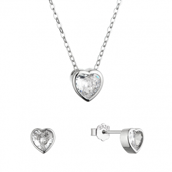 Obrázok pre Sada šperkov so zirkónmi srdiečka 19036.1