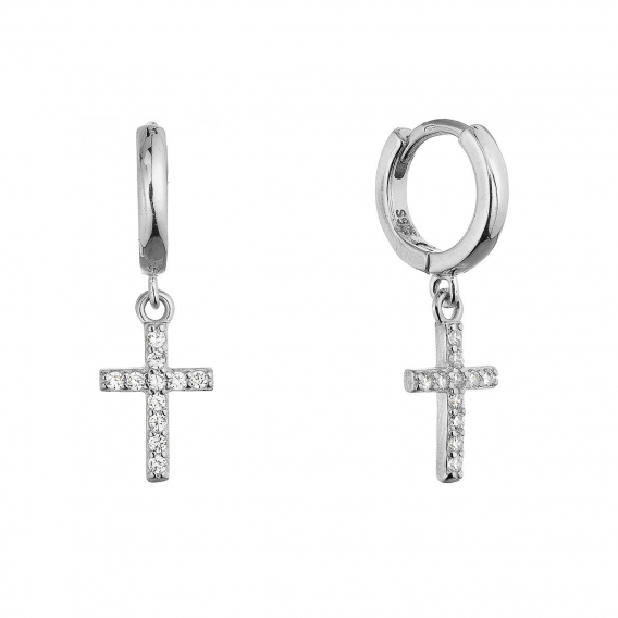Obrázok pre Strieborné krúžky so zaveseným krížikom 11778.1