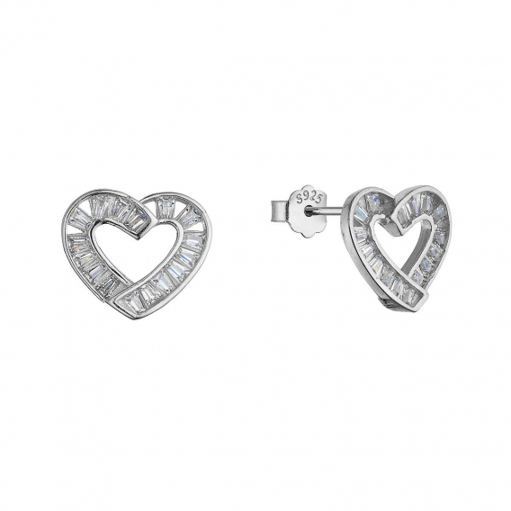 Obrázok pre Strieborné náušnice srdiečka so zirkónmi 11749.1