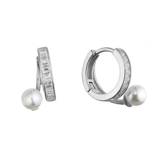 Obrázok pre Strieborné krúžky s perličkou a zirkónmi 11808.1