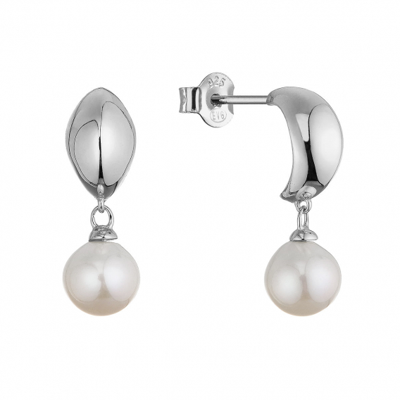 Obrázok pre Strieborné náušnice so zavesenou riečnou perlou 21128.1