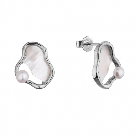 Obrázok pre Strieborné nepravidelné náušnice s riečnou perlou 21120.1