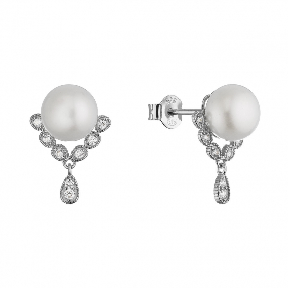 Obrázok pre Strieborné ozdobné náušnice s riečnou perlou 21122.1