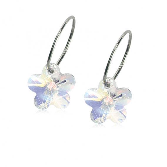 Obrázok pre ZĽAVA - Nealergénne detské náušnice z lekárskeho titánu Krúžky 14 mm Kvety AB dúha