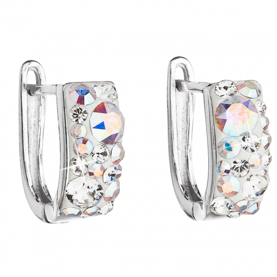 Obrázok pre Strieborné náušnice s kryštálmi Swarovski ab efekt polkruh 31123.2