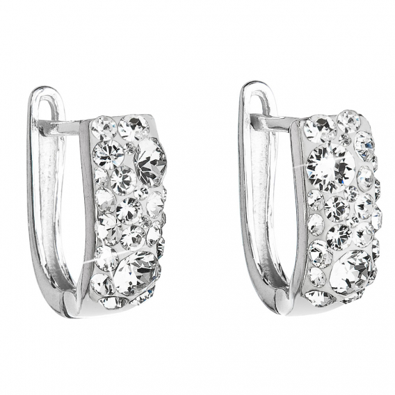 Obrázok pre Strieborné náušnice s kryštálmi Swarovski biely polkruh 31123.1