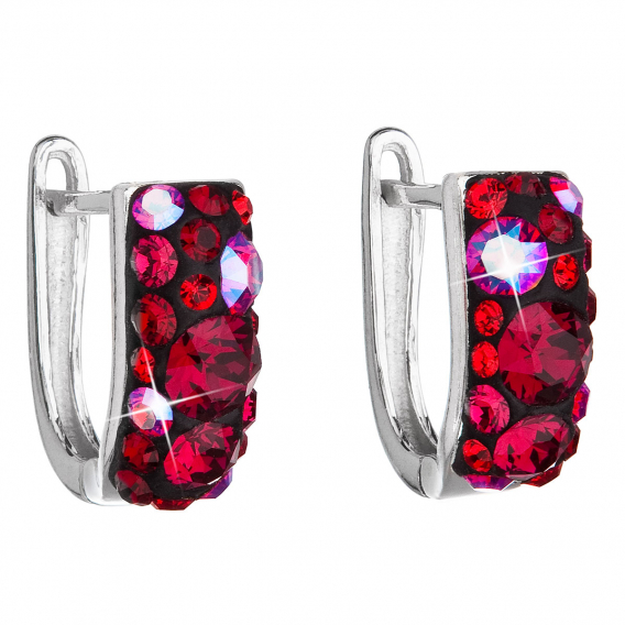 Obrázok pre Strieborné náušnice s kryštálmi Swarovski červený polkruh 31123.3 cherry