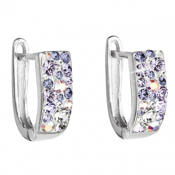 Obrázok pre Strieborné náušnice s kryštálmi Swarovski fialový polkruh 31123.3 violet