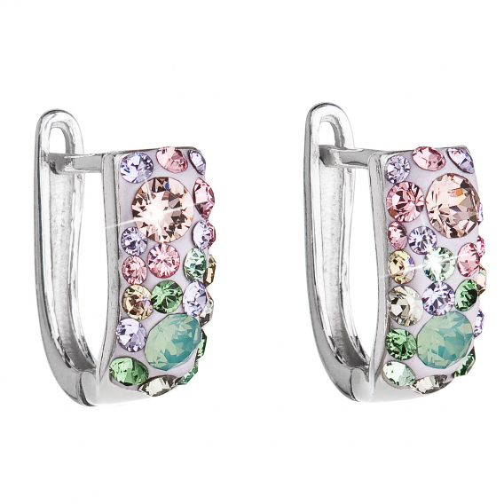 Obrázok pre Strieborné náušnice s kryštálmi Swarovski mix farieb polkruh 31123.3 sakura