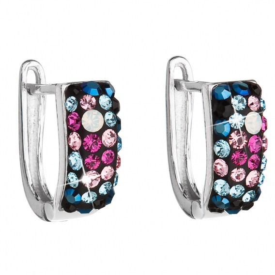 Obrázok pre Strieborné náušnice s kryštálmi Swarovski mix farieb polkruh 31123.4 galaxy