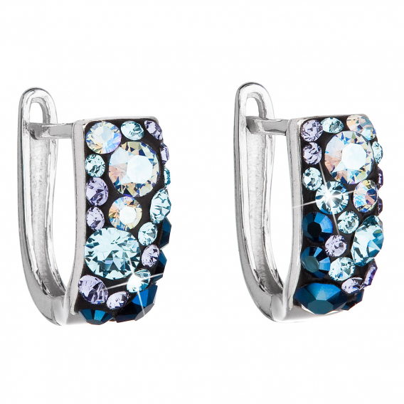 Obrázok pre Strieborné náušnice s kryštálmi Swarovski modrý polkruh 31123.3 blue style