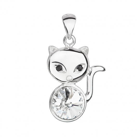 Obrázok pre Strieborný prívesok s kryštálom Swarovski biela mačka 34235.1