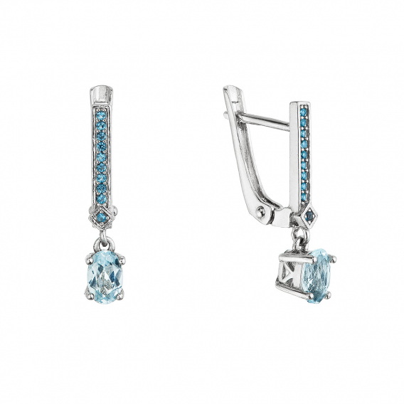 Obrázok pre Strieborné náušnice s pravými kameňmi 11487.3 sky topaz
