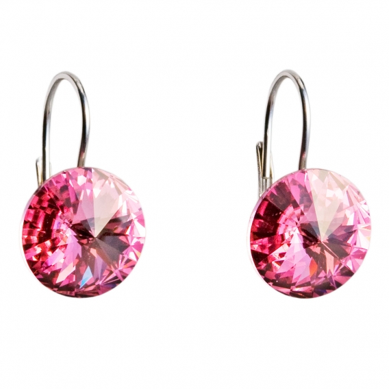 Obrázok pre Evolution Group Strieborné náušnice visiace s krištáľmi Swarovski ružové okrúhle 31106.3