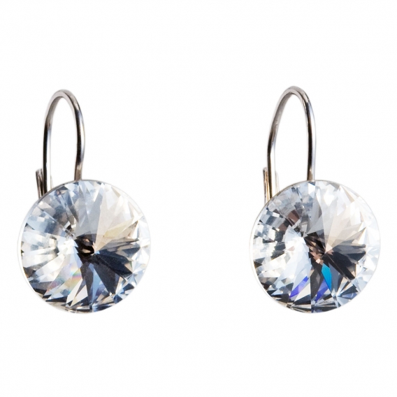 Obrázok pre Evolution Group Strieborné náušnice visiace s krištáľmi Swarovski biele okrúhle 31106.1