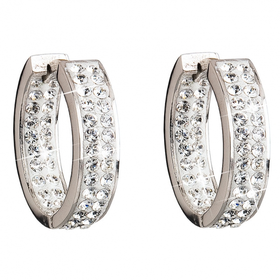 Obrázok pre Evolution Group Strieborné náušnice kruhy s krištáľmi Swarovski biely kruh 31120.1