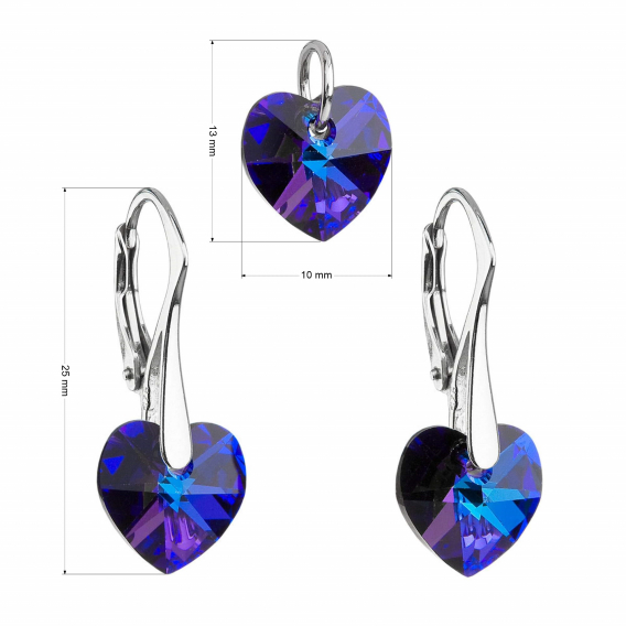 Obrázok pre Evolution Group Sada šperkov s krištáľmi Swarovski náušnice a prívesok modré srdcia 39003.5 heliotrope